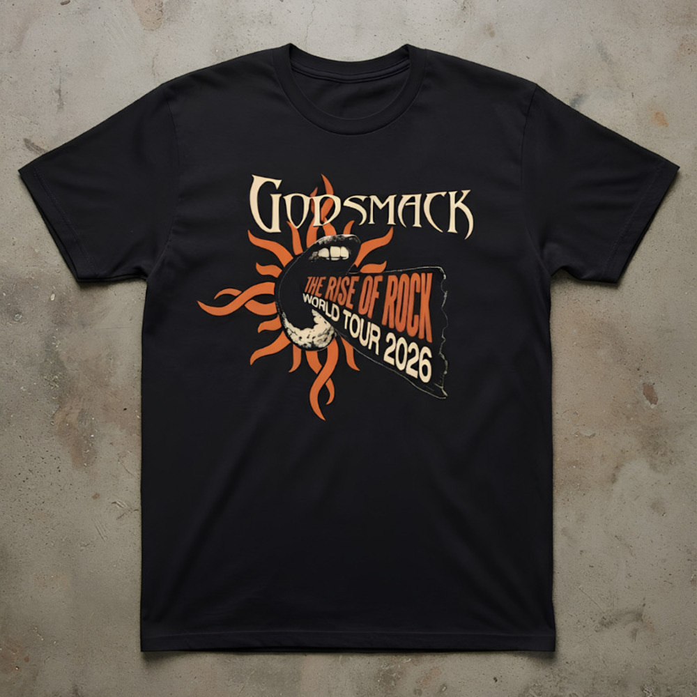 Godsmack The Rise Of Rock World Tour 2026 Sun Teeth Vintage Black T-Shirt